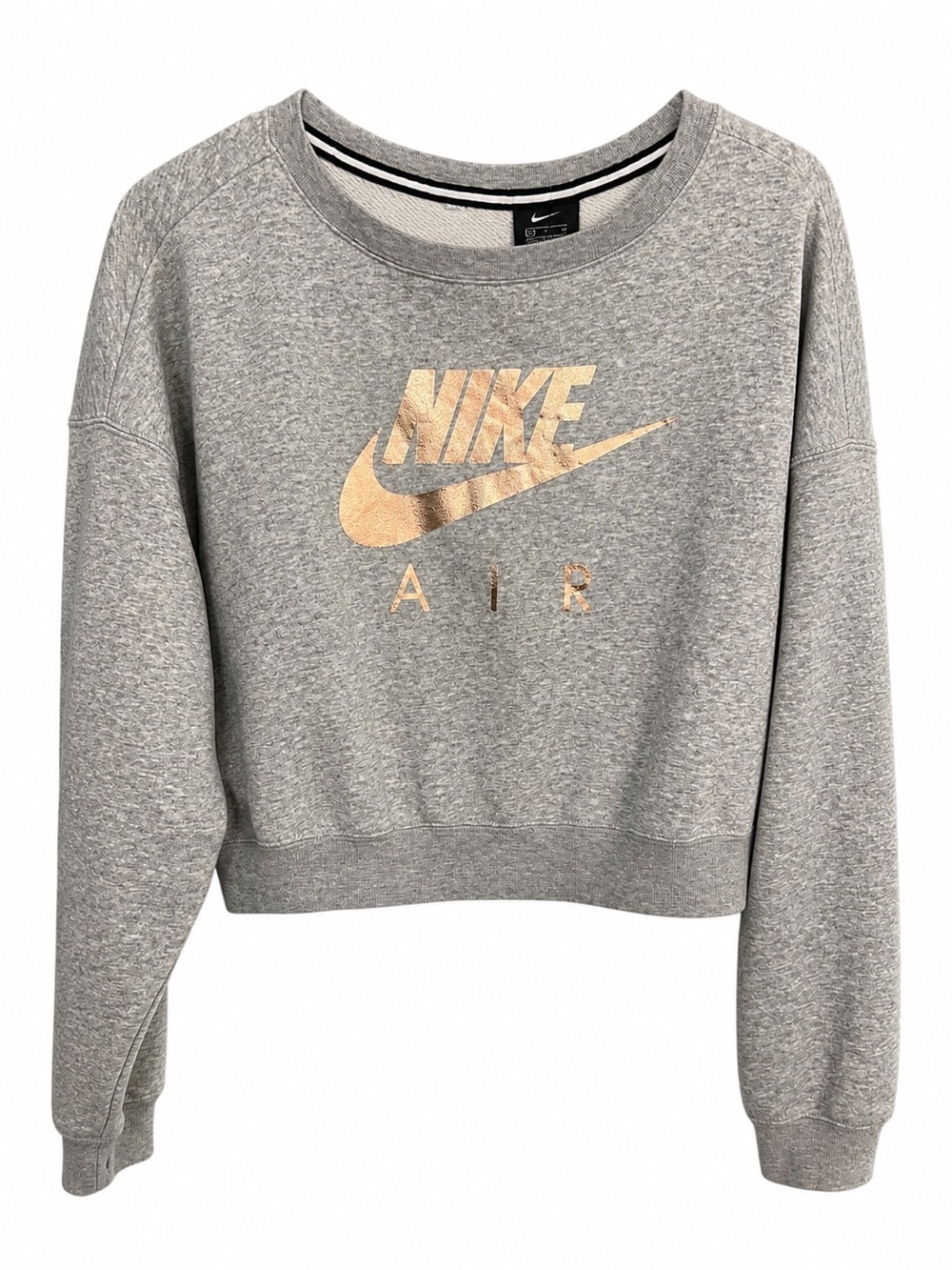 ✨ Nike Air Rose Gold Cropped Sweatshirt Pullover Gray Zip Back Small ✨